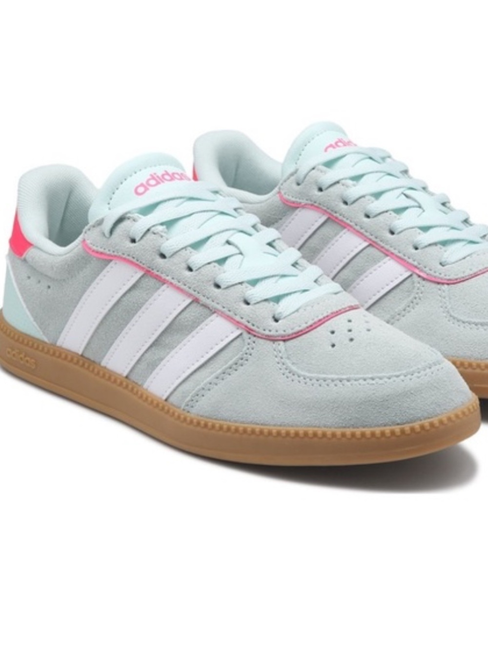 Adidas Breaknet Sleek Shoes Size 4Y fir 5.5 women Mint grey Pink JR2130 Seafoam